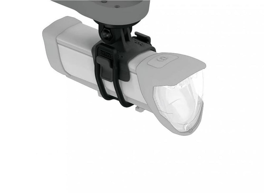 Busch & Müller Adapter für Ixon Core Akku-Scheinwerfer, montiert unter Garmin/GoPro Halterung für Aero-Lenker.
