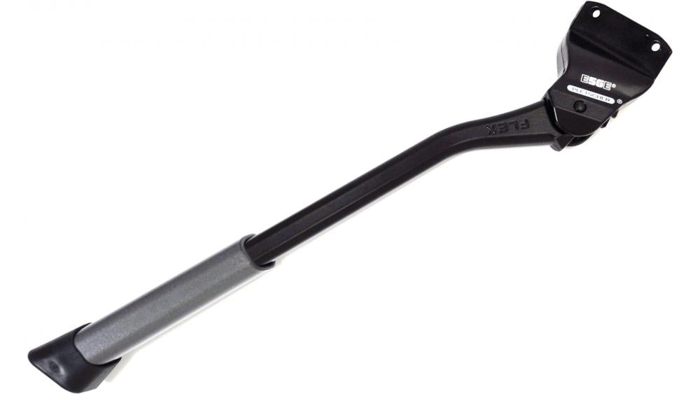 Schwarzer Pletscher Hinterbauständer Comp Flex, verstellbar für 20-29 Zoll, zur Innenmontage am Ausfallende.