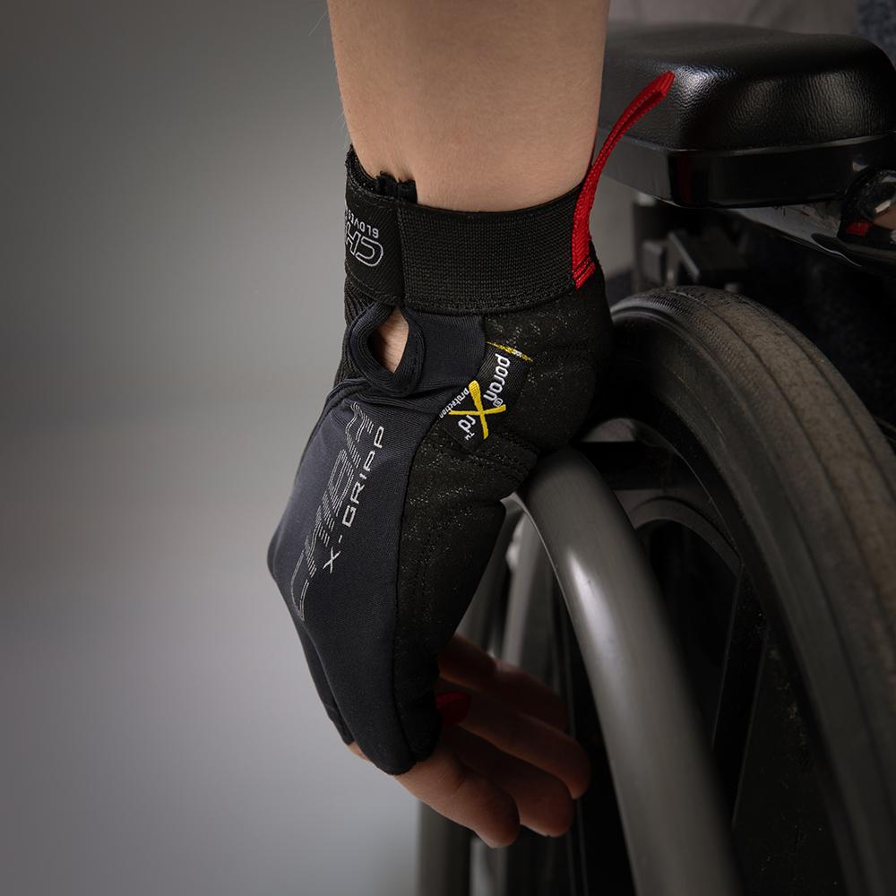 CHIBA Argon II Rollstuhlhandschuhe XL Schwarz mit Gelpolster
