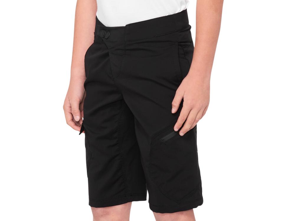 100% Ridecamp Youth Short 26" black - komfortable MTB-Shorts für junge Rider