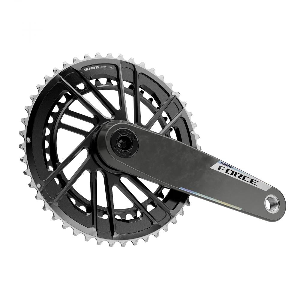 SRAM Force E1 Kurbelgarnitur 170mm 50-37T, leichte, steife 2x Rennradkurbel, auf weißem Hintergrund.