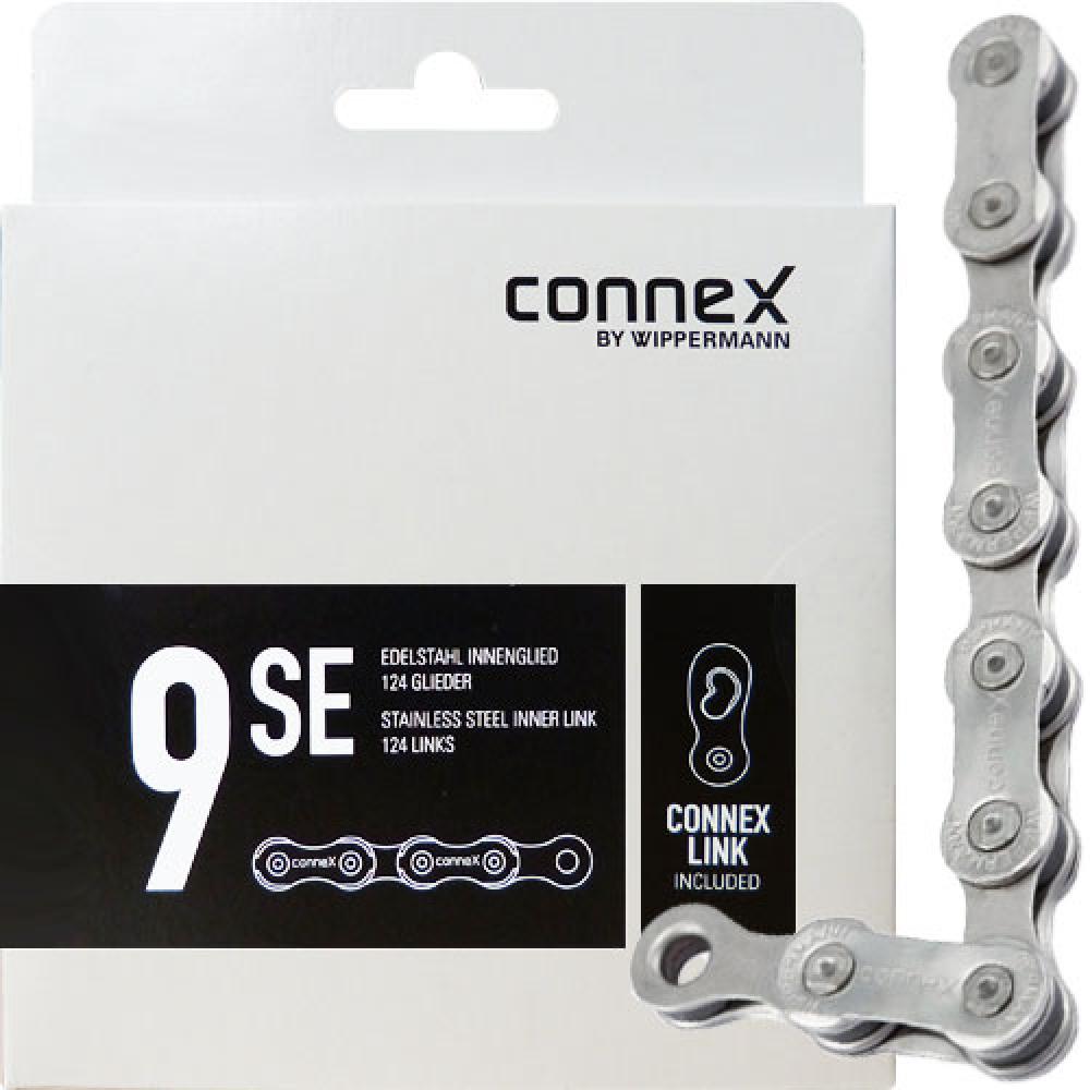 Connex Wippermann 9SE Edelstahl 9-fach E-Bike Kette 124 Glieder mit Connex-Link.