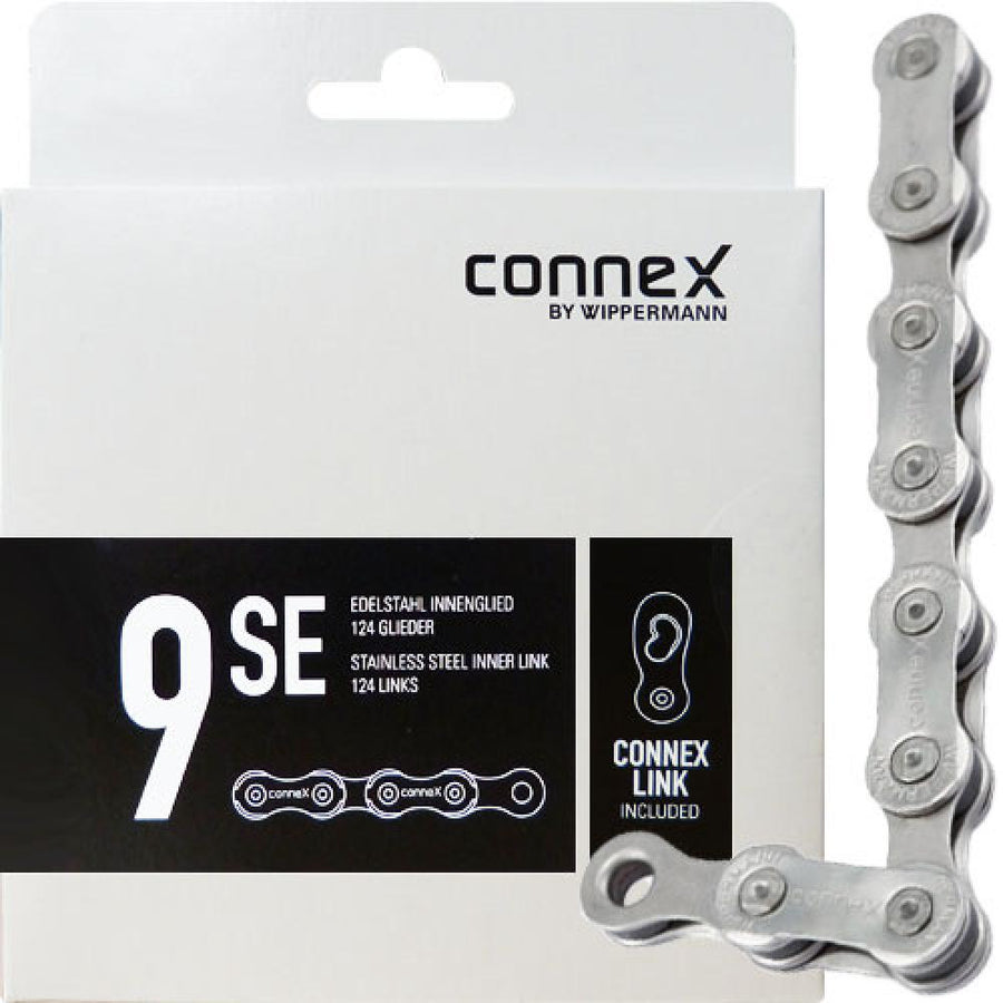 Connex Wippermann 9SE Edelstahl 9-fach E-Bike Kette 124 Glieder mit Connex-Link.