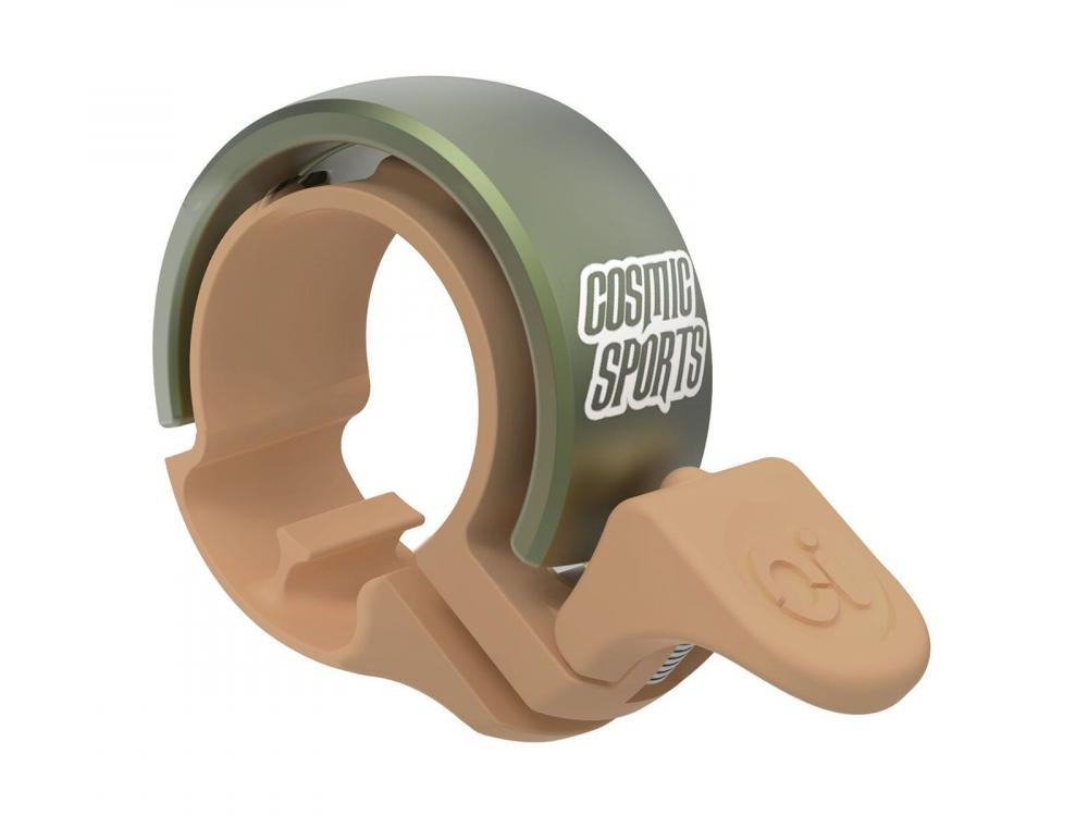 Ringförmige Knog Oi Classic Fahrradklingel klein für 22.2mm Lenker, matt sandbraun.