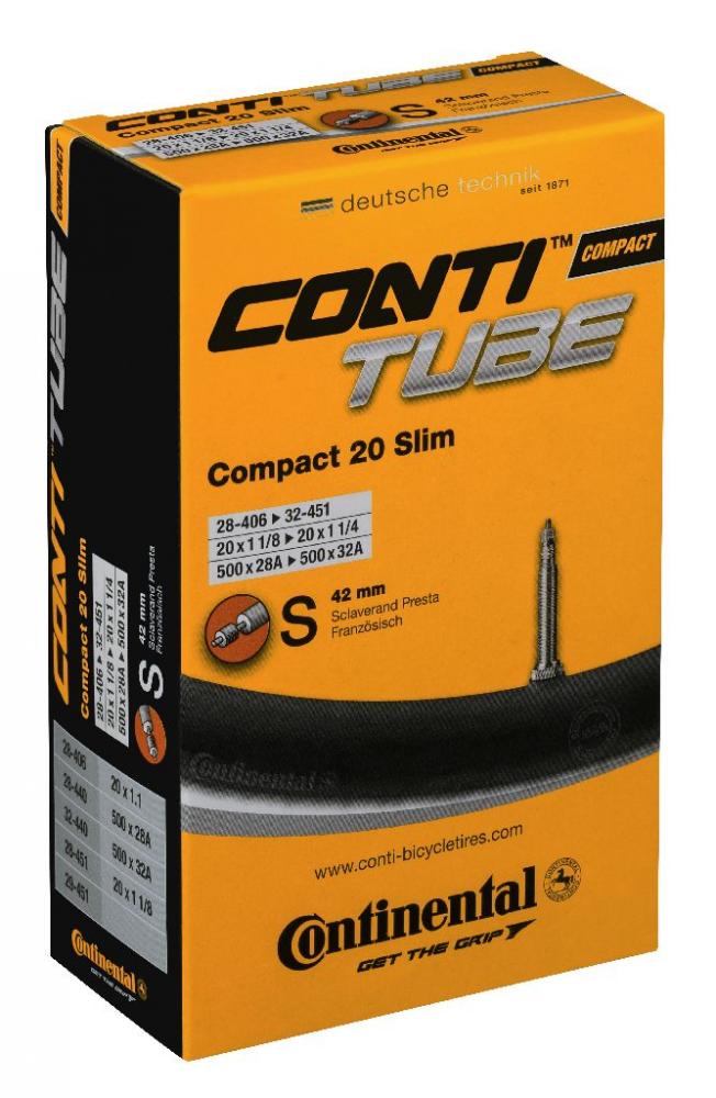 Continental Schlauch 20" MTB Compact Slim 20 - zuverlässiger Fahrradschlauch mit SV-Ventil