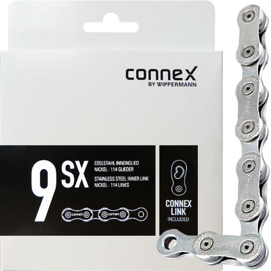 Connex Wippermann 9SX 9-fach Fahrradkette, 114 Glieder, Edelstahl, mit Connex Link