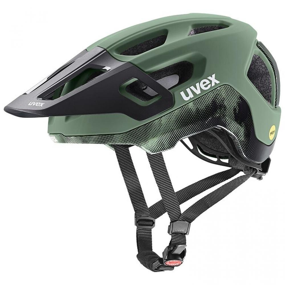 Uvex React MIPS MTB-Helm moss green-black matt 56-59 cm - MIPS-Sicherheit, 3D IAS 3.0, EPS/PC-Schale, EN 1078 zertifiziert