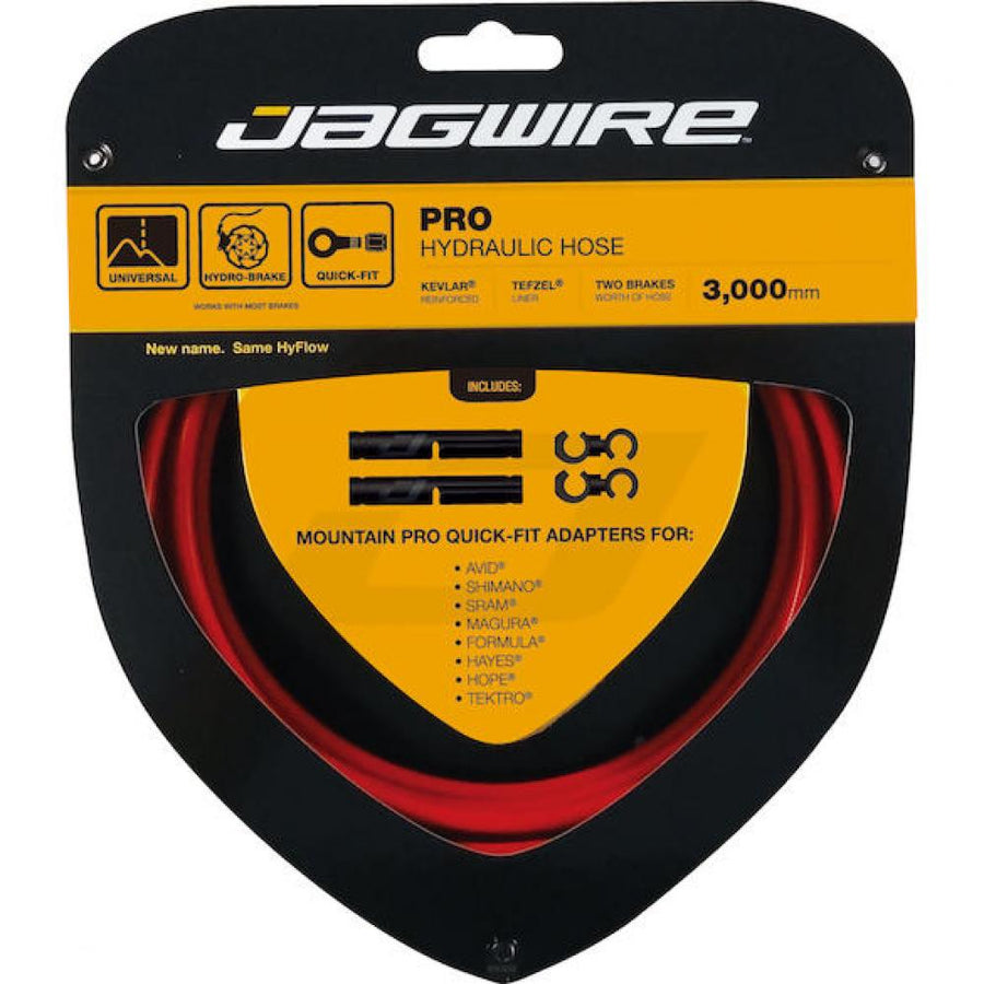 Jagwire Pro Hydraulic Bremsleitung 3000 mm Rot - Kevlar-verstärkt mit Quick-Fit Adapter