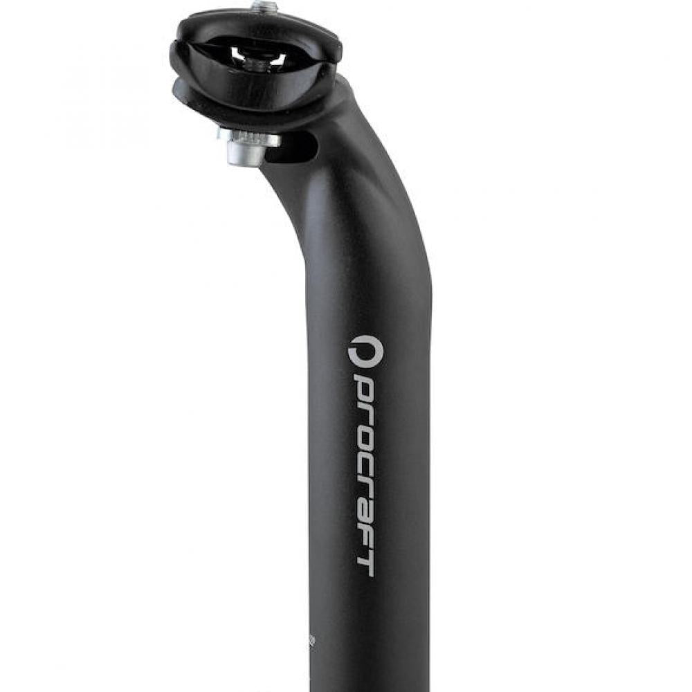Procraft Sattelstütze Classic 2-Bolt Ø 31,8 x 350 mm Schwarz - Gekröpfte Patentsattelstütze aus 7075 Aluminium