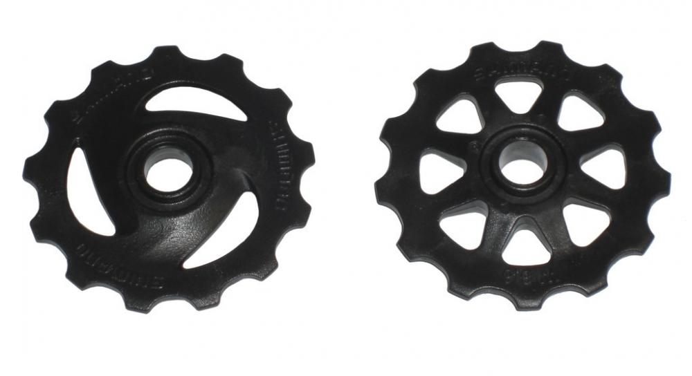 Schwarzer Shimano Schaltrollensatz für RD-TX35 Tourney Schaltwerke, zwei Schaltrollen.