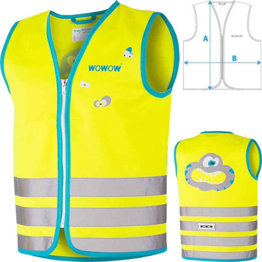 Wowow Sicherheitsweste Crazy Monster Jacket für Kinder Größe XS gelb