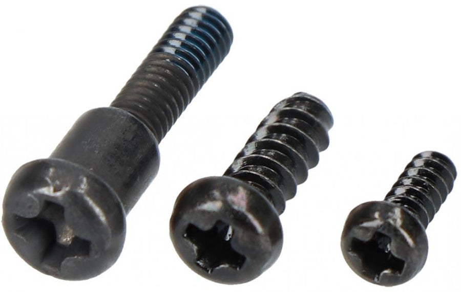 Drei schwarze Shimano SLX SL-M7000 Ersatzschrauben für linken Schalthebel mit Kreuzschlitz.