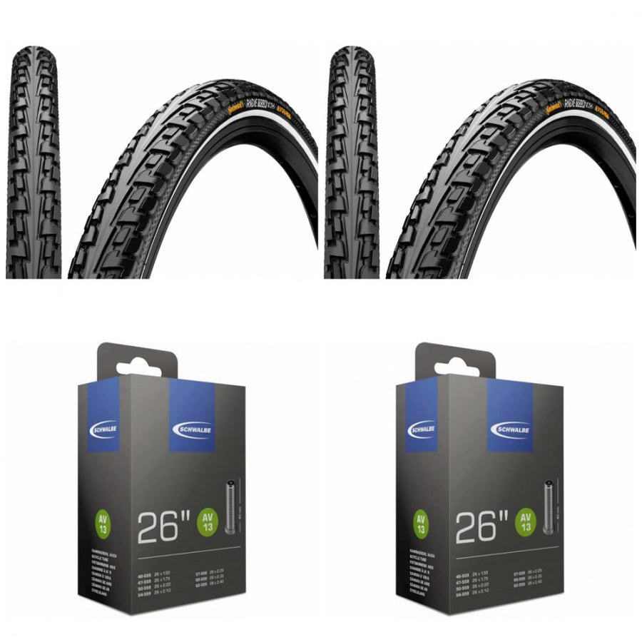 2x Continental Conti Ride Tour 26x1.75 Reifen und 2x Schwalbe AV13 40mm Fahrradschläuche.