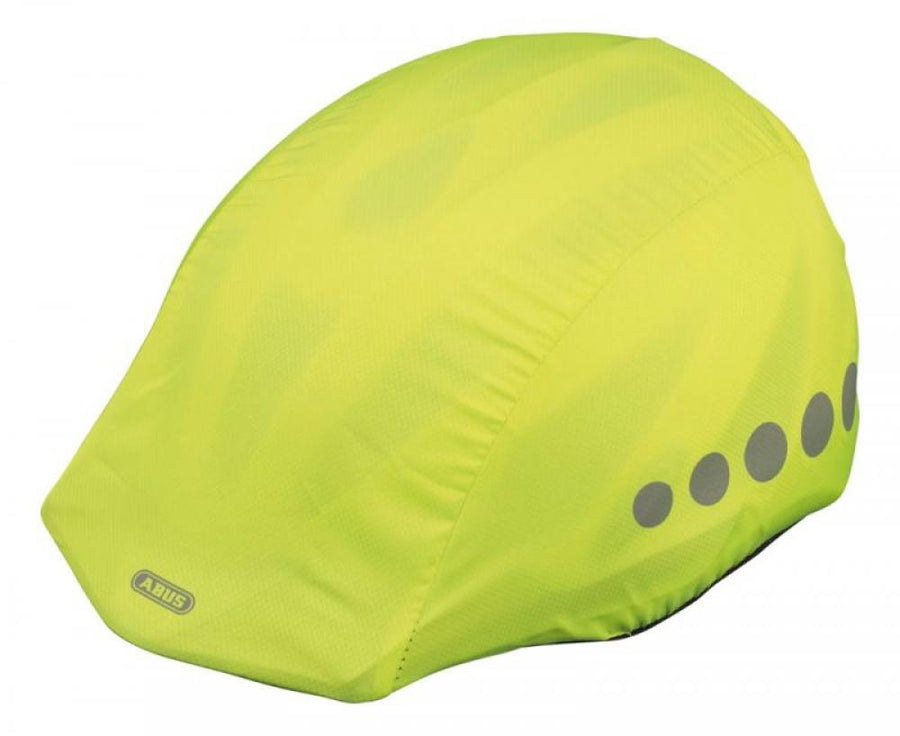 ABUS Regenkappe Neongelb - wasserabweisend, Signalhelm-Überzug mit Reflektoren, universell passend