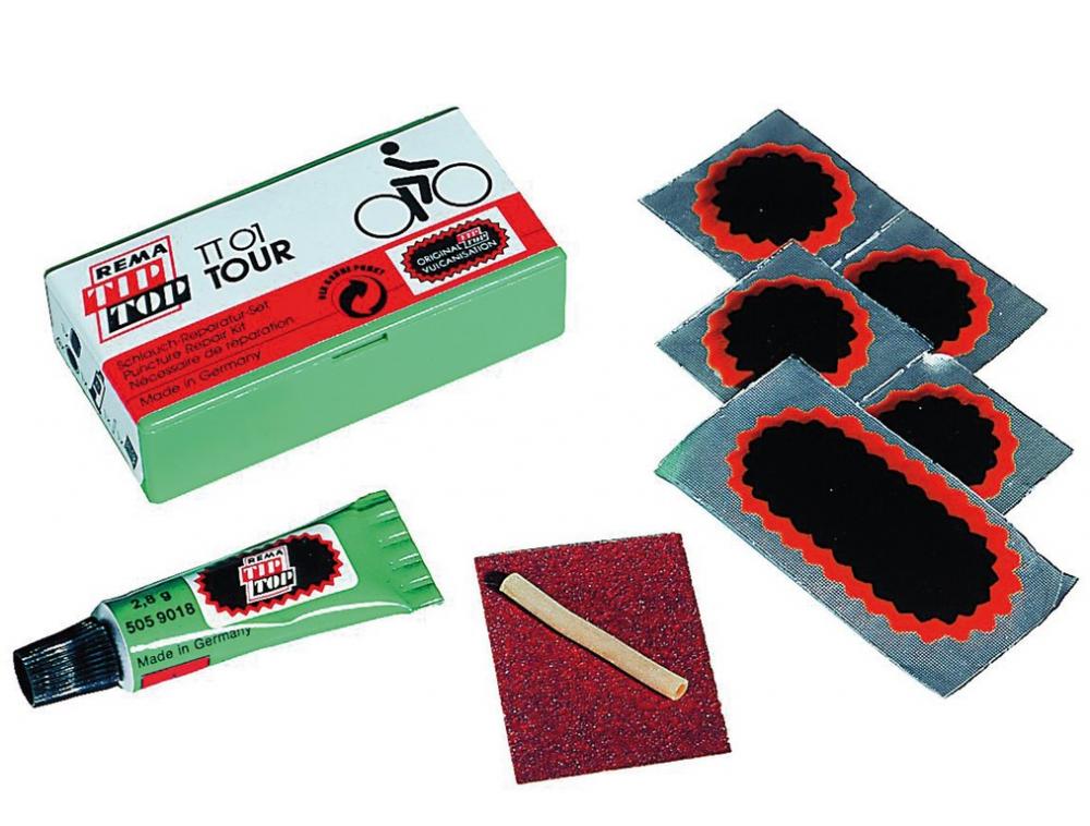Rema Tip-Top TT01 Fahrrad Schlauch Reparaturset: Flickzeug mit Flicken, Kleber und Zubehör.