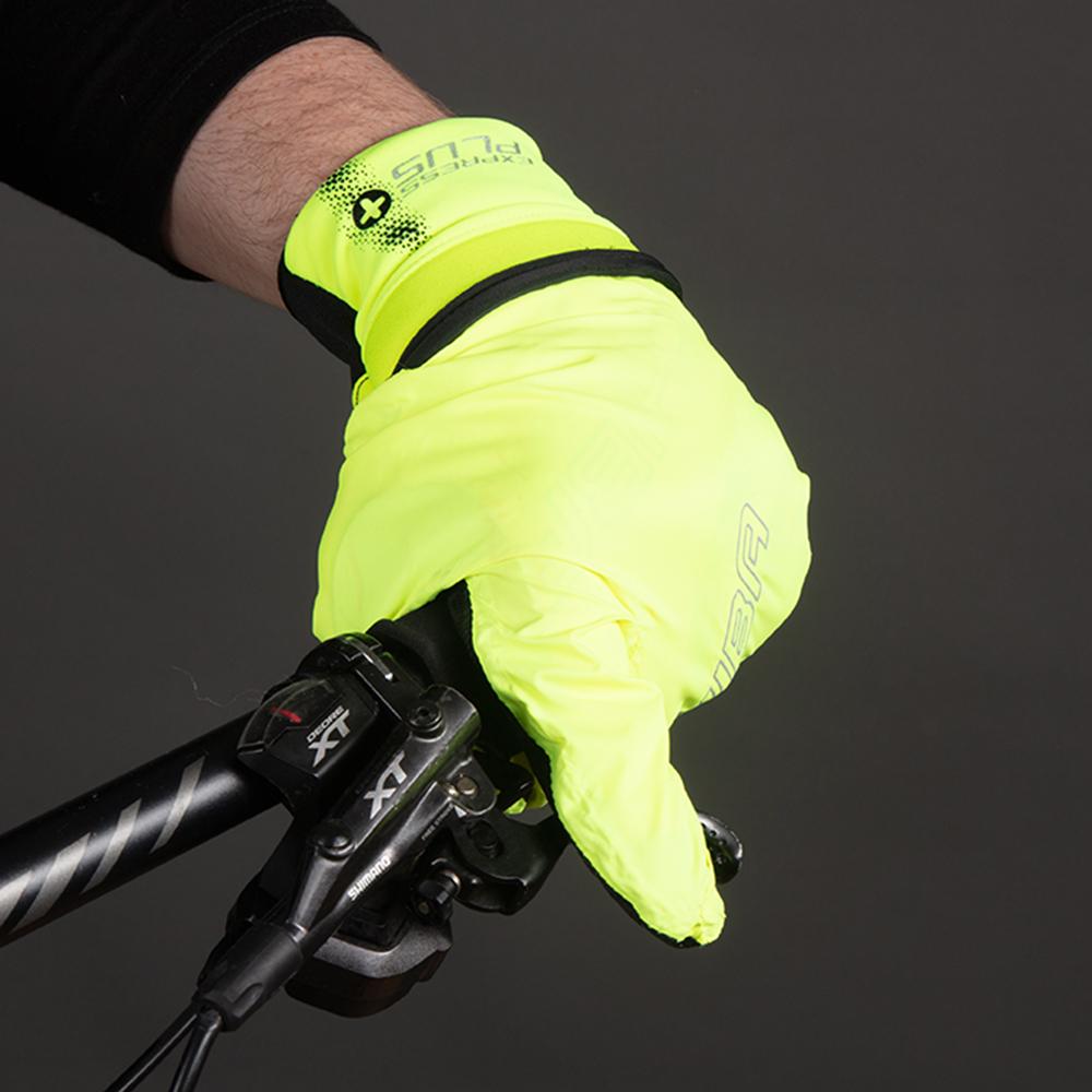 CHIBA Express+ - Radhandschuhe neongelb XS mit Regenüberzug und Gelpolsterung