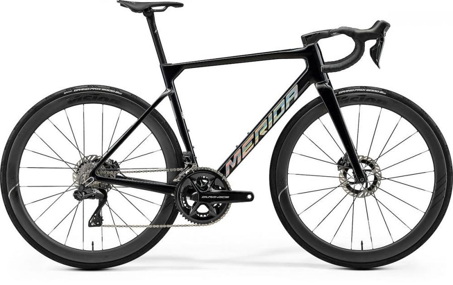 Merida Scultura Team CF5 Rennrad M Metallic Black Flash BCP, Carbonrahmen, Shimano Dura-Ace Di2, ca 6,6 kg