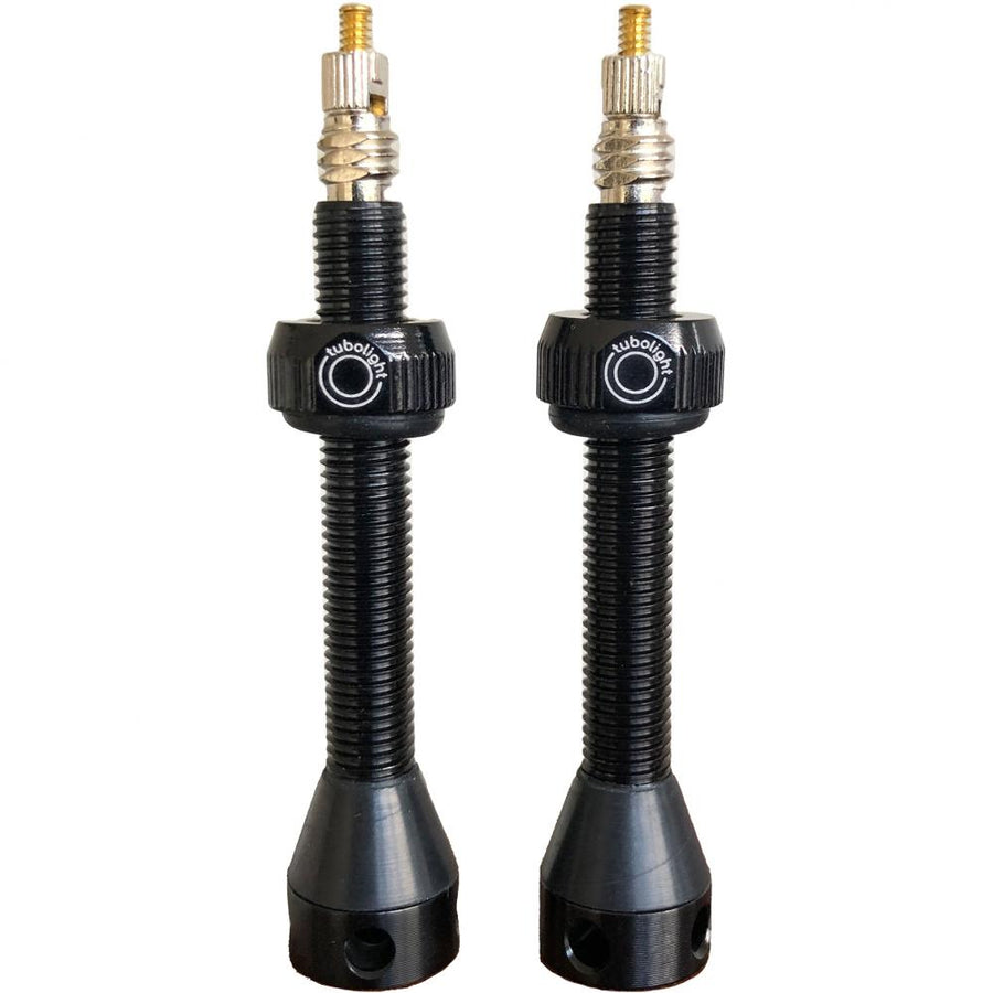 Tubolight Tubeless-Ventile Aluminium schwarz 50 mm Schwarz - zuverlässiger Luftdurchlass für Tubeless-Setups