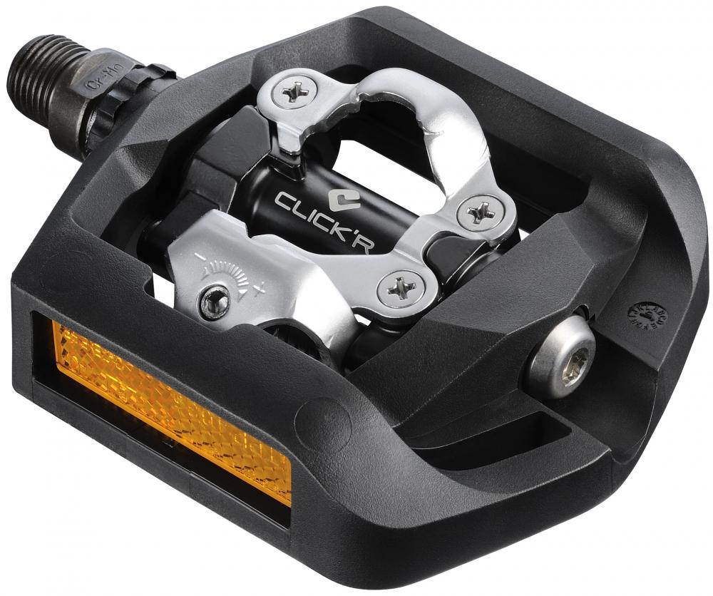 Shimano PD-T421 Kombipedal in Schwarz mit Click'R System und integriertem Reflektor für Freizeit- und Alltagsräder.