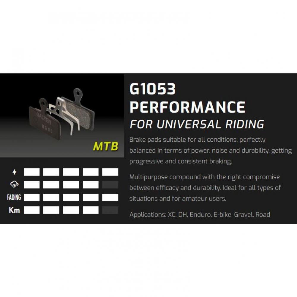 Galfer G1053 Performance MTB Bremsbeläge für Shimano Deore: hohe Bremskraft, hitzebeständig, universell einsetzbar.
