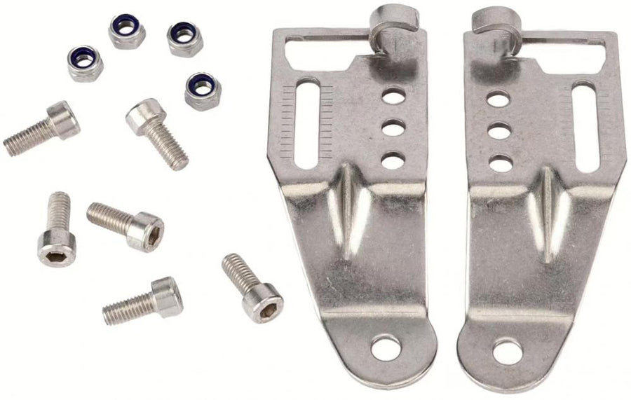 Pletscher Strebenendplatten Aluminium, verstellbar, silber, für Scheibenbremse Gepäckträgermontage, mit Schrauben und Muttern