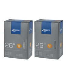 Schwalbe Fahrradschlauch DV13 26x1.50-2.40" (40/62-559), Dunlop-Ventil 40mm, 2 Stück, geeignet für 26-Zoll-Reifen