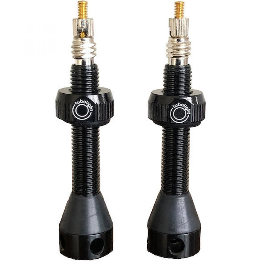 Tubolight Tubeless-Ventile Aluminium schwarz 40 mm Schwarz - optimale Luftzufuhr für Tubeless-Systeme