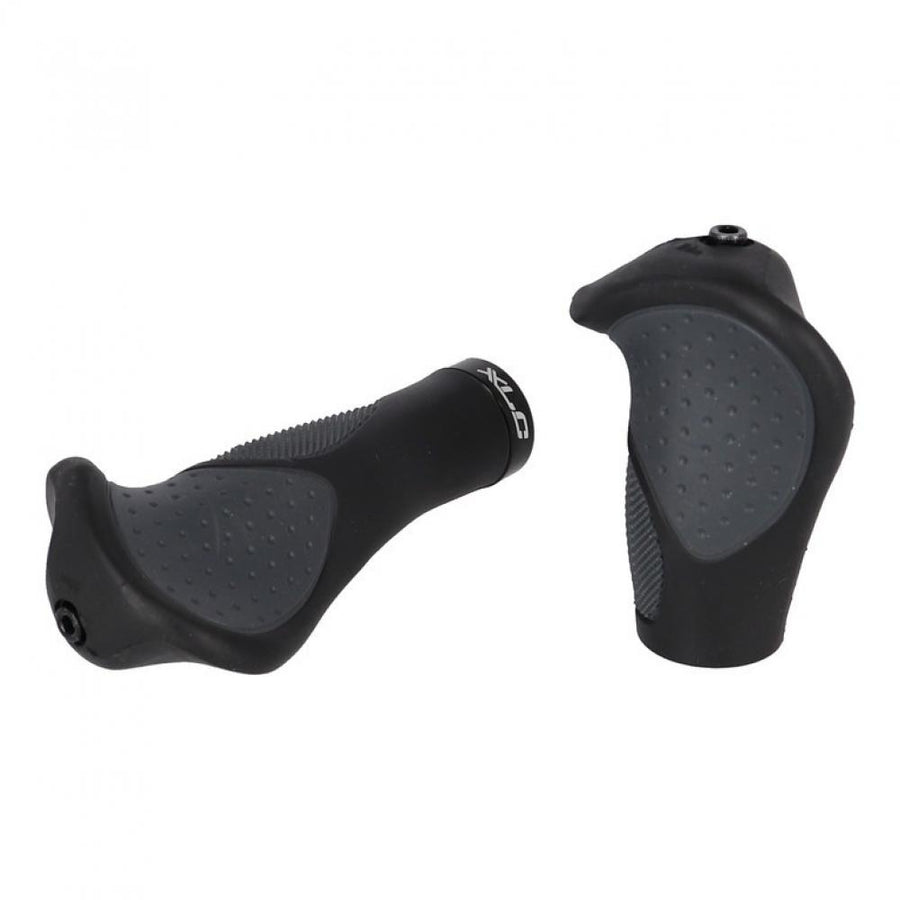 Zwei XLC Ergonomic GR-S22 Fahrradgriffe in schwarz/grau, 135/92mm.
