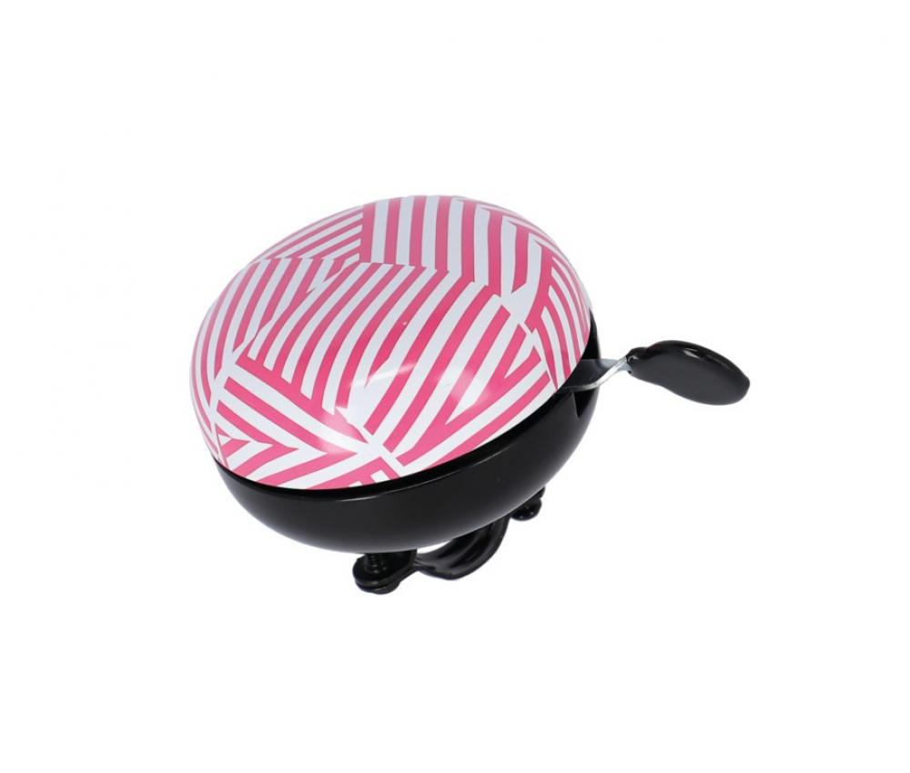 XLC Fahrradklingel Mingun DD-M09 Stripes Ø83mm berry weiß mit schwarzem Hebel.