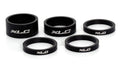 XLC A-Head Spacer-Set 1 Zoll, 3x5/1x10/1x15mm, Alu, matt schwarz, zur Lenkerhöhenanpassung.