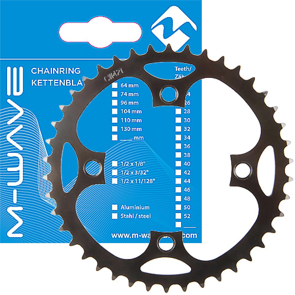 M-wave E-bike Kettenblatt, 40 Zähne, Schwarz, 1/2x3/32", Lochkreis 104 Mm, Robustes Aluminium-kettenblatt Für Präzise Schaltvorgänge Und Hohe Belastbarkeit, Ideal Für E-bikes Und Trekkingräder