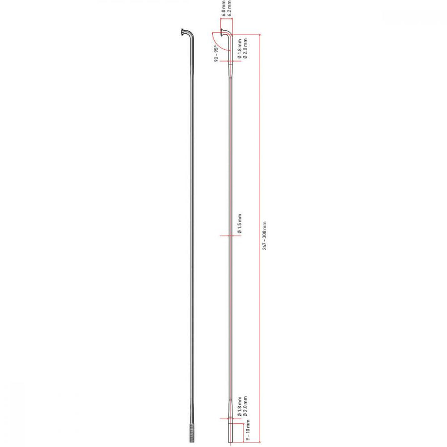 DT Swiss Speiche Revolution 2.0/1.5 VE100 schwarz 278 mm - ultraleichte J-Bend-Speiche