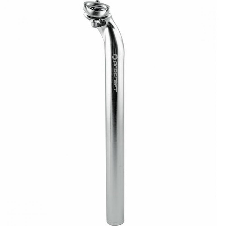 Silber polierte Procraft Sattelstütze Classic 2-Bolt Ø 27,0 x 350 mm, robuste und preiswerte Fahrrad-Sattelstütze.