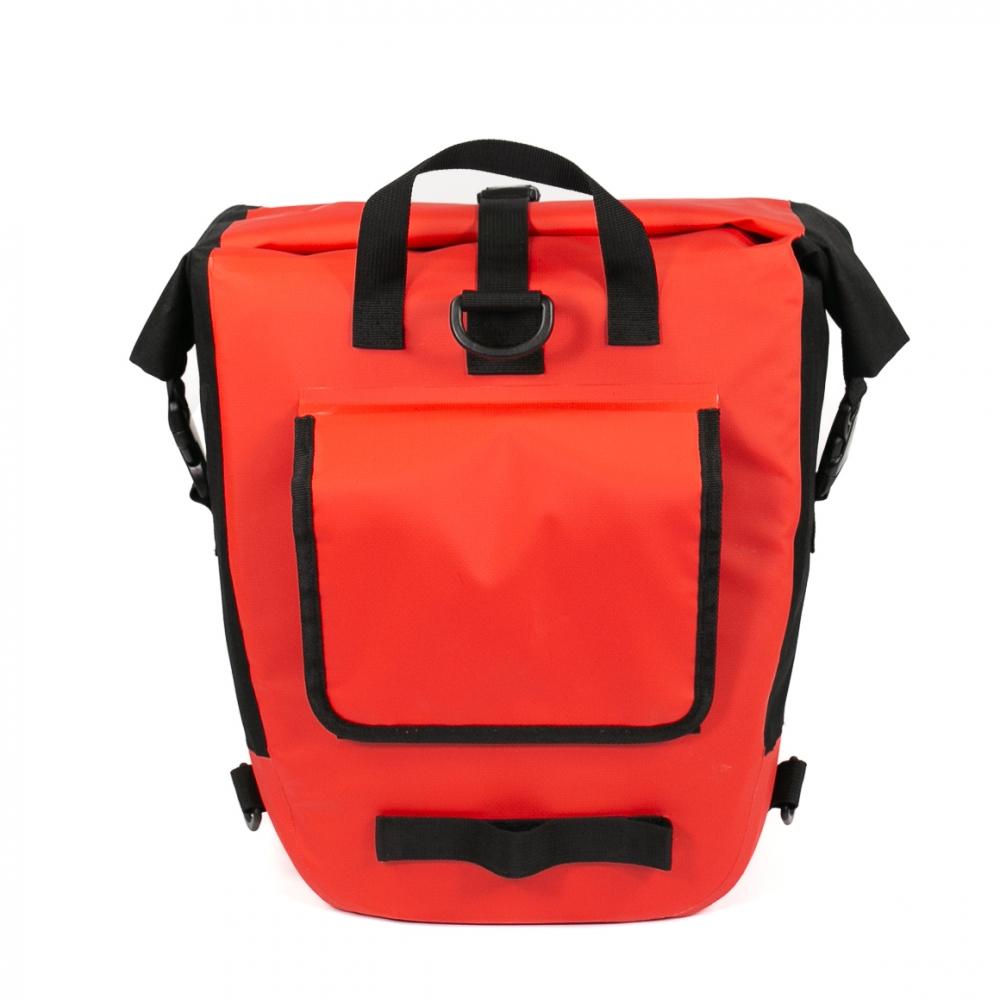 Haberland Bike-Rucksack H2O schwarz/rot - wasserdichte Gepäckträgertasche mit Tragesystem