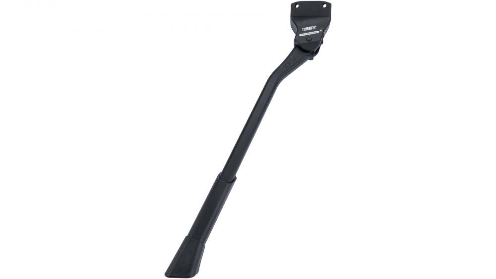 Schwarzer Pletscher Comp Flex Light Hinterbauständer, verstellbarer Aluminium-Fahrradständer für 20-29 Zoll.