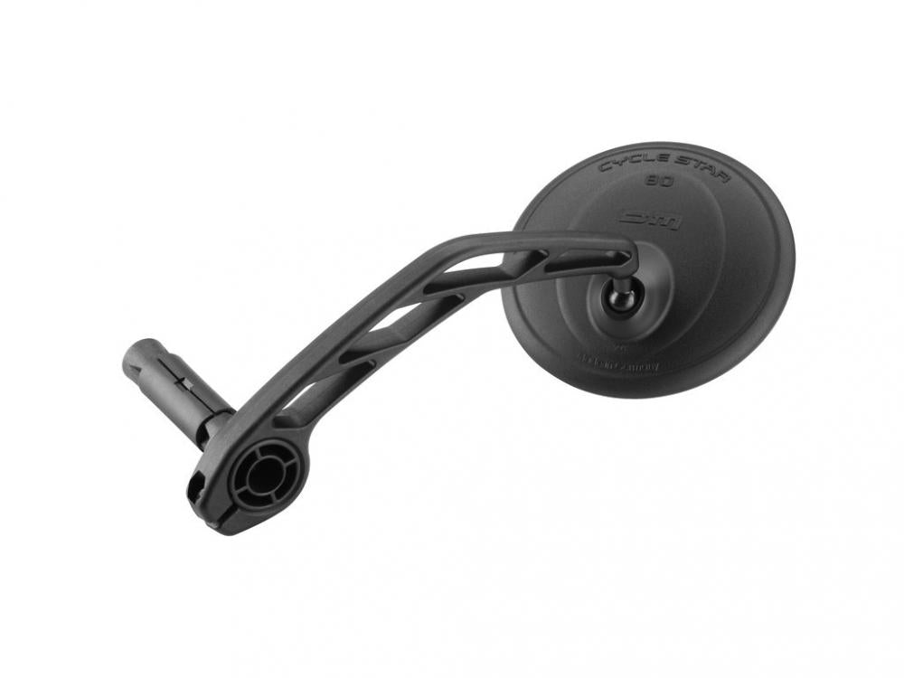 Busch&Müller Cycle Star Fahrradspiegel 80mm schwarz mit Innenlenker-Adapter für Lenker-Endmontage.