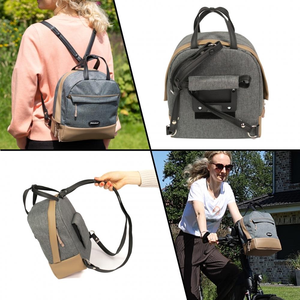 Haberland Rucksack-Lenkertasche Bella grau/hell- - flexible Lenkertasche & Rucksack