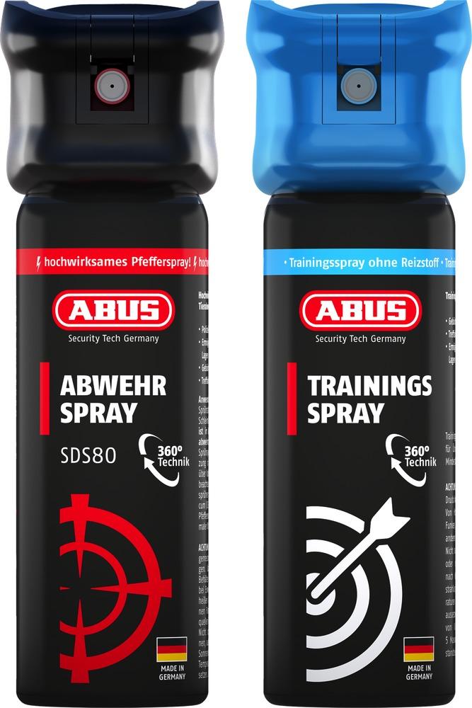 ABUS SDS80 Tierabwehrspray TwinPack B - 45 ml, schwarz, 360° Sprühtechnik, Jet bis 5 m, inkl. wirkstofffreiem Trainingsspray