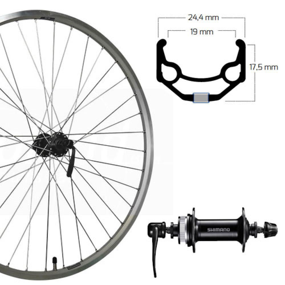 Vorderrad 26" Silber De Zac 19 Aluminium Hb-qc30 Schnellspanner