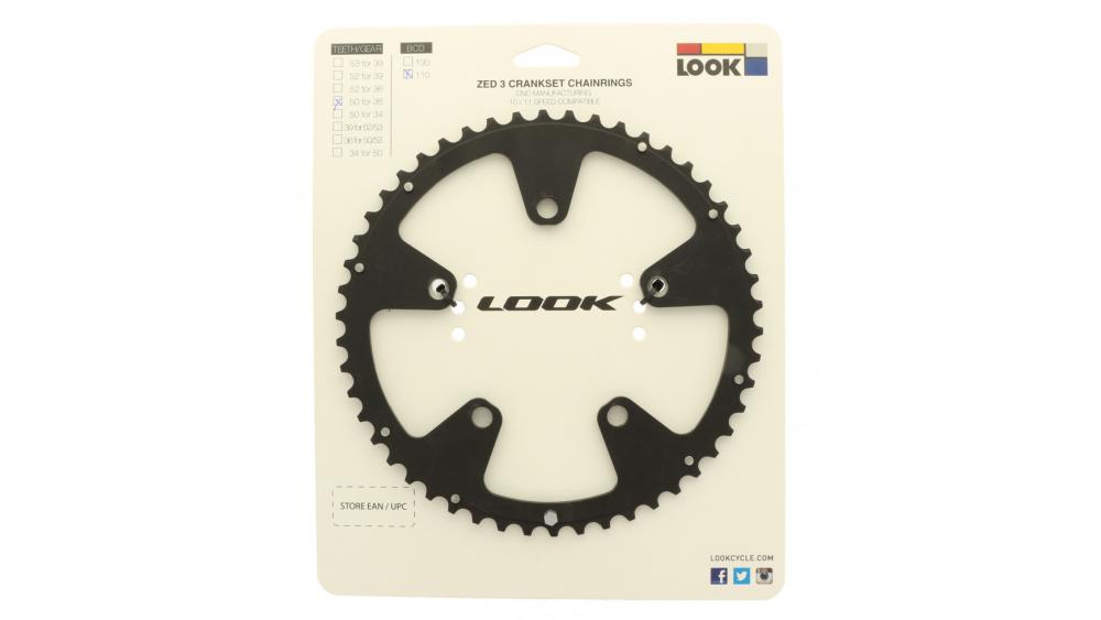 Look ZED3 Kettenblatt 50 Zähne 110 BCD für 36 Zähne Innenblatt - CNC Aluminium, kompatibel mit Look ZED3 Kurbeln