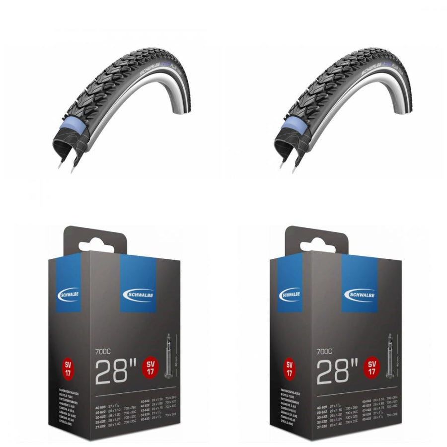 2x Reifen Schwalbe Drahtreifen MARATHON PLUS TOUR 28x1.60 + 2 x Schwalbe Schlauch SV17 28x1.10-1.75"