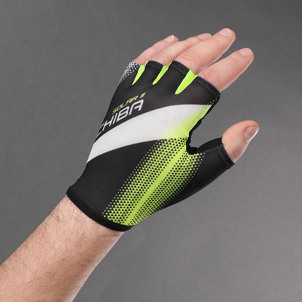 CHIBA Solar II - Radhandschuhe schwarz/neongelb, kurzfinger, atmungsaktiv, Größe M