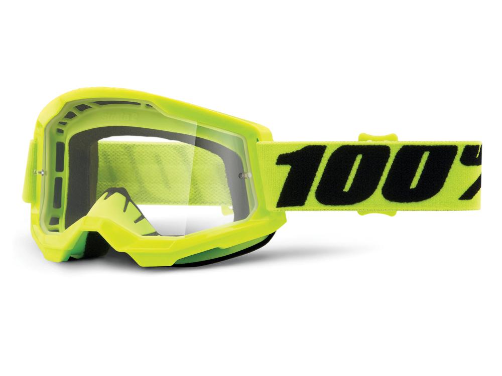 100% Strata 2 Goggle - Clear Lens unis Fluo Yellow - maximale Sicht & Komfort