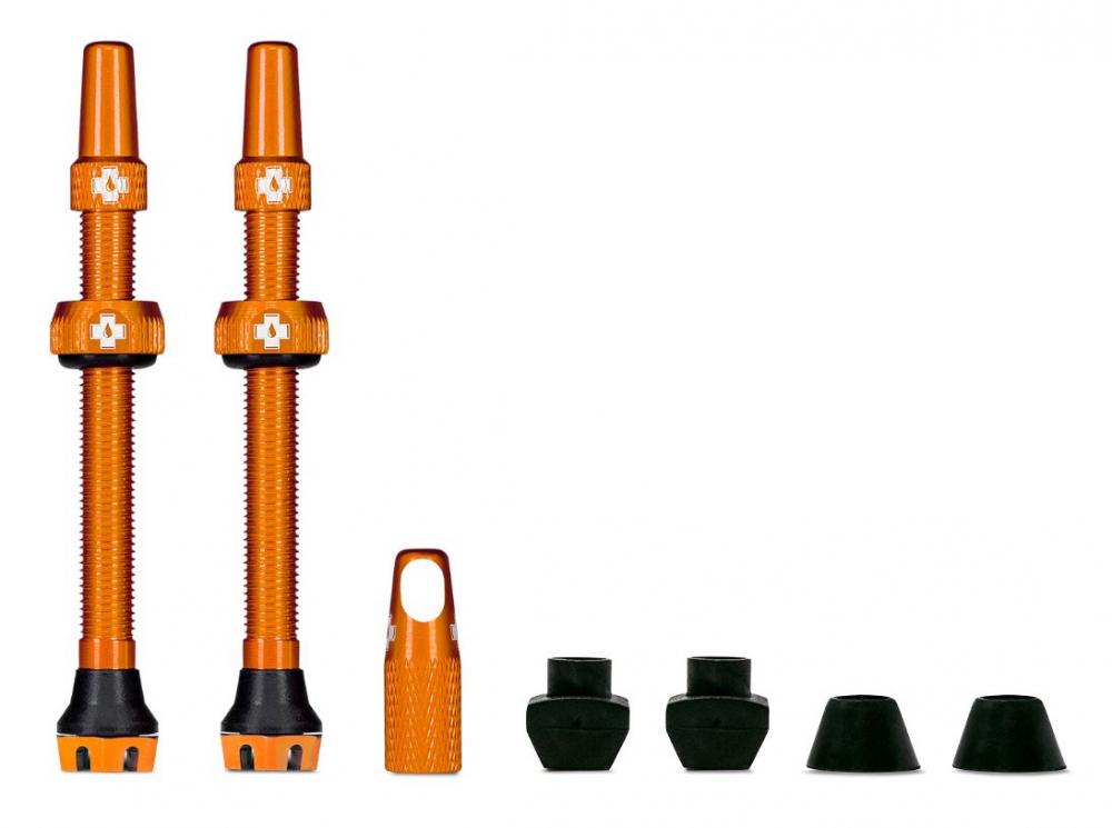 Muc-Off Tubeless Ventil Kit V2 MTB & Rennrad 44 mm Orange - 7075 Aluminium