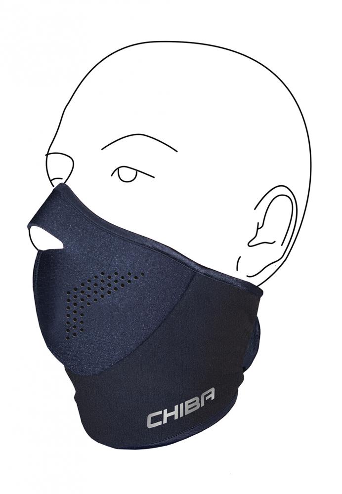 CHIBA Gesichtsmaske Winddicht - atmungsaktive Softshell-Neopren Maske schwarz EG
