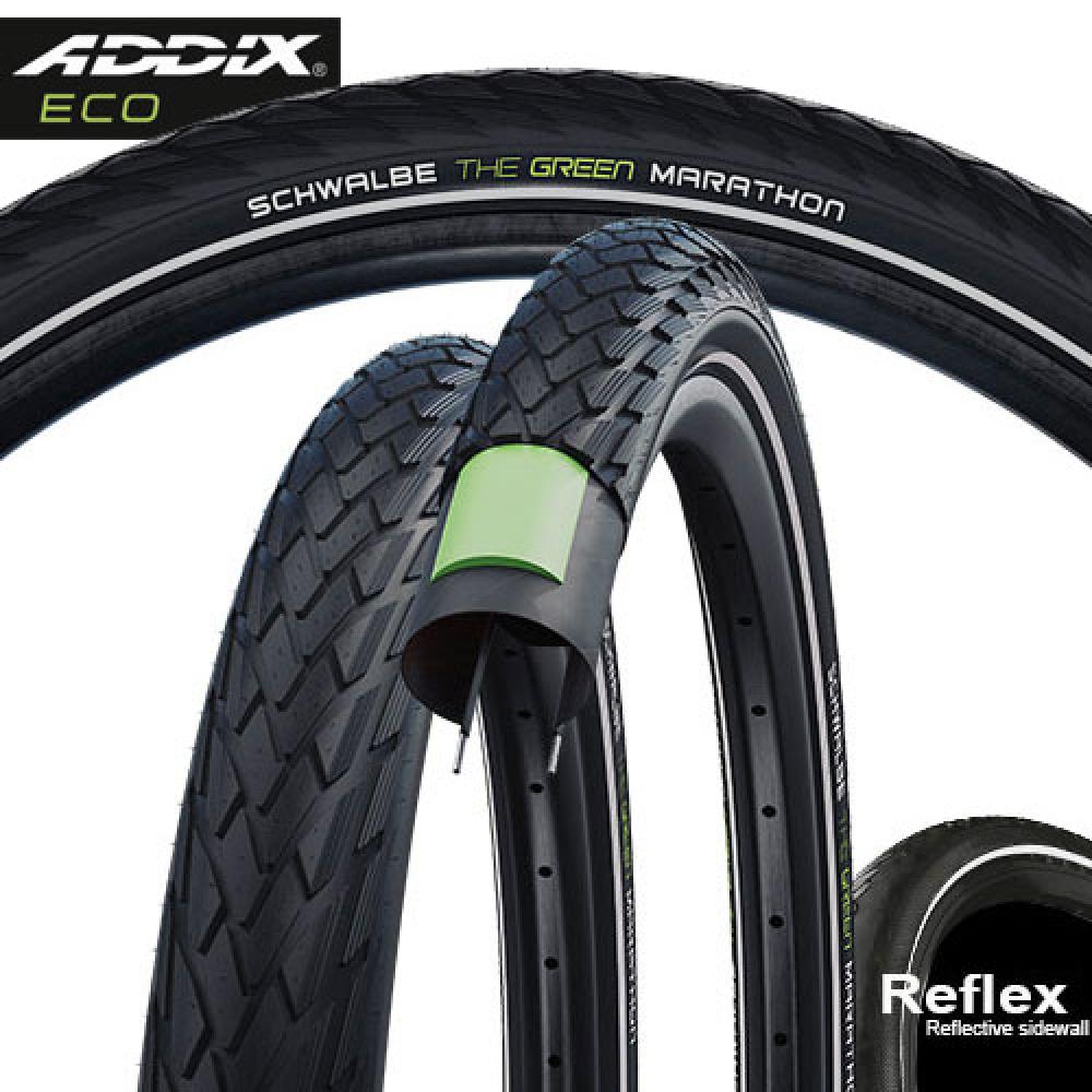 Schwalbe Drahtreifen MARATHON Performance Line GreenGuard 24x1,9 Zoll (47-507) Schwarz - pannensicherer City- & E-Bike-Reifen