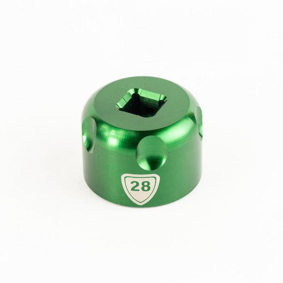Abbey Tools Werkzeug für Federgabel Top-Caps 28 mm Grün - präzises Profi-Montagewerkzeug