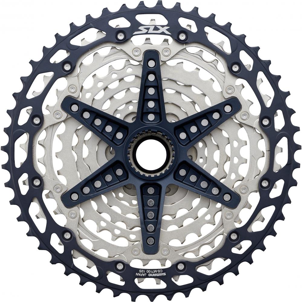 Shimano SLX CS-M7100 12-fach Kassette 10-51Z, Rückseite mit schwarzem Spider für weite Übersetzung auf Trails.