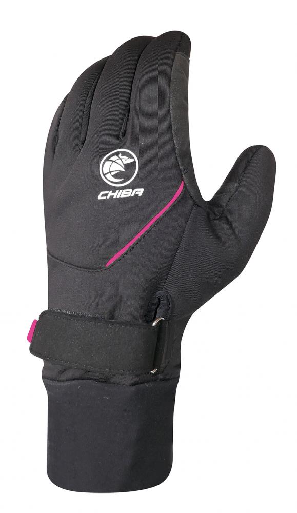 CHIBA Rain Pro - wasserdichte Radhandschuhe, Softshell, Primaloft, Touchfunktion, schwarz/pink, Gr. M
