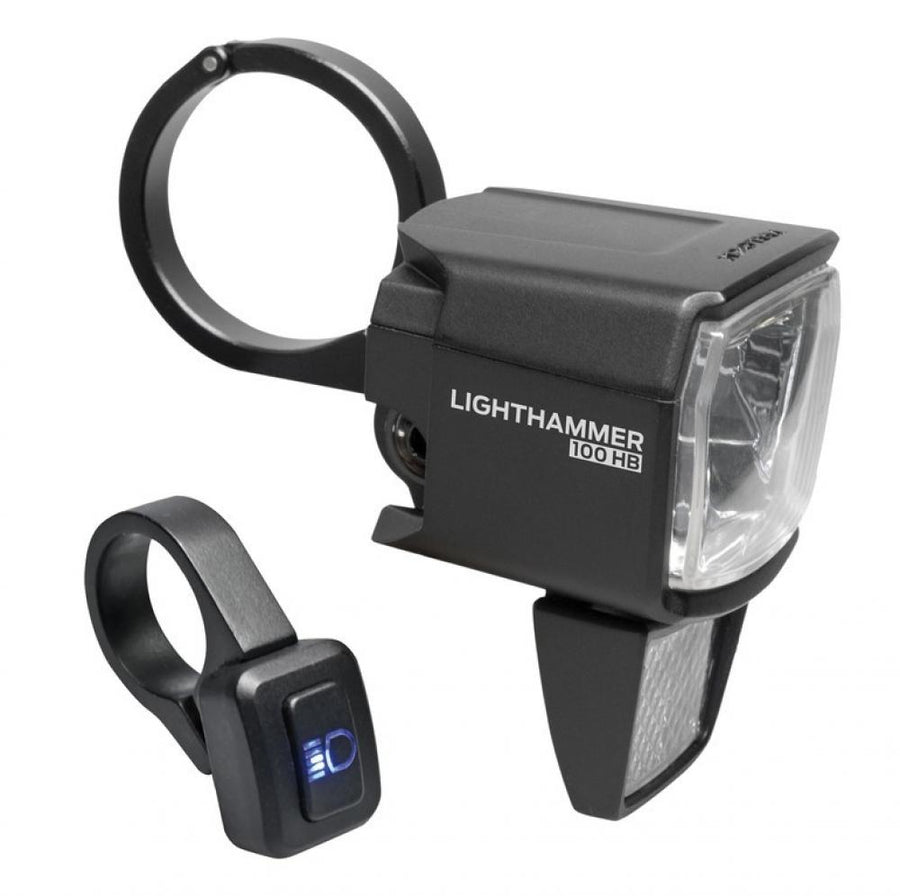 TRELOCK Lighthammer 890 E-Bike Frontlicht, 130 Lux Fernlicht, mit Lenkerhalterung und Fernbedienung.